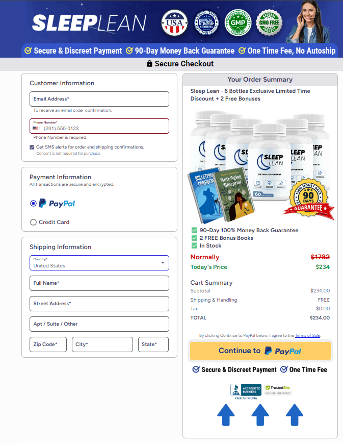 Sleep Lean Official Website Secure Order Page